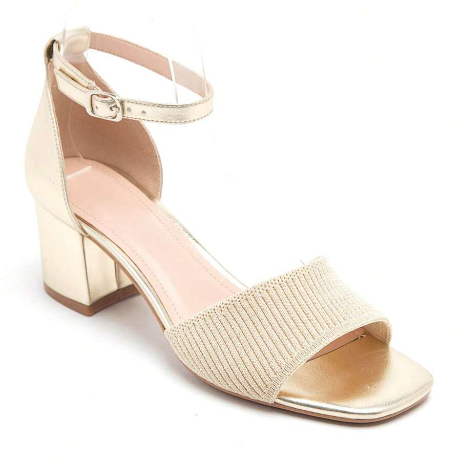 Summer Fashion Versatile Minimalist High Heel Sandals - Gold - View 1