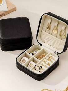 1pc Portable Minimalist Jewelry Storage Box, Travel Jewelry Case For Rings, Earrings, Necklaces