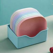 10pcs Square Serving Plates With 1 Stand, Portable Food Dish Set, Suitable For Snacks And Breakfast, Plastic, Essential Kitchen Tool. Mess Plates, Bone Dishes, Home Bone Plates, Bone Dishes, Small Snack Plates, Creative Plastic Dishes With Pedestal.