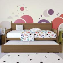 Mid-Century Expandable Twin Size Wooden Daybed With Trundle, Light Oak