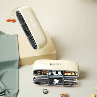 1Pc Mini Compartment Pill Box, Daily Pill Storage/3 Times A Day/AM-PM Travel Pill Storage, Used For Pocket Or Wallet Storage Of Vitamins, Fish Oil, Halloween, Christmas Pill Box, Pill Storage, Pill Container, University Vacation, Cruise Ship, Summer Essential Medical Package, Medicine Storage, Travel Accessories, Travel Storage, Travel Essential Travel Supplies, Travel Bag, University Vacation, Cruise Ship, Summer Essential First Aid Ki