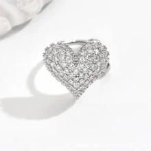 1pc Rhinestone Heart-Shaped Ear Cuff, Simple Elegant Style Suitable For Non-Pierced Ear, New European And American Retro Design - Silver - View 4