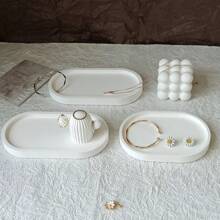 3 件椭圆形硅胶模具套装，适用于环氧树脂和混凝土工艺品，适用于杯垫、烟灰缸、花盆、珠宝托盘、DIY 家居装饰铸件 - 多用途树脂铸造模具，适用于艺术项目和储物托盘 - 白色 - 查看 5