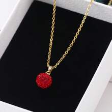 PHCOO 1 pieza Colgante de collar de corazón de cristal con forma de fresa de acero inoxidable, collar con cadena de labios, regalo del Día de la Madre