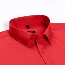 Rand paul Men's Long Sleeve Dress Shirt Good Quality Slim Fit Microelasticity - 紅色 - 查看 2