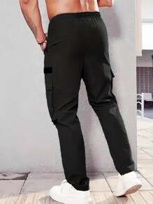 Men's Outdoor Trekking, Fishing, Camping, Mountain Climbing, Fitness, Running, And Casual Fashion Workwear Zipper Large-Pocket Elastic Waistband Slant-Pocket Straight-Leg Gray Pants