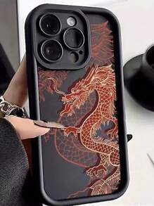 1pc Creative Chinese Dragon Pattern Comfortable Soft Shock Proof Protective Phone Case, Compatible With IPhone 11/12/13/14/15/16/16 Pro Max