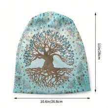 1 件休闲街头风格生命之树印花无遮阳帽，薄而有弹性的涤纶/氨纶，适合所有季节