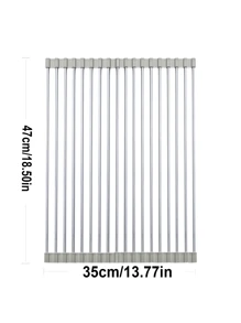 Stainless Steel Roll-Up Dish Drying Rack - Collapsible, Space-Saving, Over Sink, Rust-Resistant, Easy Clean, Kitchen Sink Organizer Rack, Dish Drainer Kitchen Items Kitchen Accessories Kitchen Tools