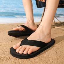 Men's Black EVA Slipper With Anti-Slip Soft And Durable Sole, Stylish Outdoor Beach Flip Flops For Summer