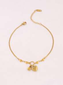 1 件装不锈钢锁月心形吊坠链脚链女式时尚星星链脚踝手链沙滩珠宝 - 腳鍊 - 查看 13