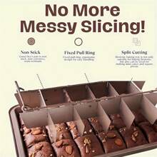 不粘碳钢布朗尼蛋糕盘 30.99 厘米 X 19.99 厘米，带隔板 - 非常适合制作松饼、纸杯蛋糕和烘焙小点心 - 非常适合圣诞节、万圣节、复活节和感恩节