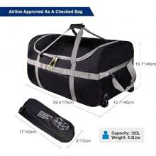 2025-New CampMax Travel Bag Wheels Large Foldable Travel Bag Wheels Black-120L - Black-120l - View 3