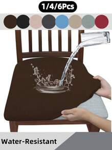 Solid Color High Elastic Chair Seat Cover, Waterproof Dustproof Wear-Resistant, Suitable For Dining Chairs, Office And Home Decor, Washable Dust-Proof Protective Cover, Suitable For Dining Room, Hotel, Home Bench Use, Universal Milk Silk Chair Seat Cover, Dining Chair Cover, Dining Table Chair Cover, Dining Chair Cover Set, 1, 4 Or 6 Pieces - Multicolor - View 7