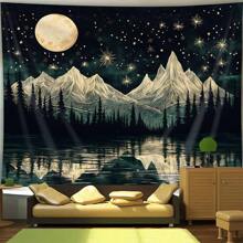 1pc Artistic Concept Green Forest Fog Mountain - Large Size Decorative Tapestry For Living Room, Bedroom, Office, Party Background Decoration, Family Room Decoration, Holiday Gift, Creative Fog Mountain Artistic Concept Forest Starry Sky Art Unique Aesthetic Decorative Tapestry, Easy To Install