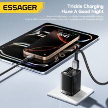 ESSAGER Cable de carga rápida de 100W Tipo C a Tipo C, 60W, 480Mbps para transferencia de datos, color gris - Gris - Ver 8