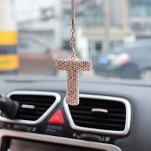 1 件装汽车后视镜带水晶闪亮字母吊坠、闪亮水钻吊坠、幸运反光装饰 - 坚固的金属材质 - 彩色 - 查看 16