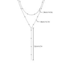 1pc Fashion Stainless Steel Round Bead Chain Tassel Long Double Layered Necklace For Women - Necklace - View 5