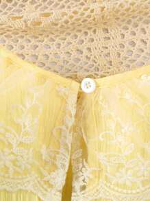女童可爱蕾丝边无袖连衣裙（配迷你背包），春夏 - 黃色 - 查看 5
