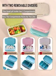 迷你便携式药丸整理盒 - 3 隔间药丸盒药片储存容器、每周药丸盒、药物分配器 - 彩色 - 查看 2