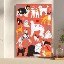 Framed Dog Illustration Posters, Animal Posters, Vintage Art, Furniture Decoration, Canvas Printed Decorative Paintings, Wall Art Decoration For Bedrooms, Living Rooms, Corridors, Ideal Gifts