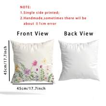 Juego de 4 fundas de almohada con estampado de flores silvestres, plantas verdes silvestres y mariposas voladoras con flores coloridas en un borde horizontal acuarelado de verano y primavera. Decoración perfecta para tu sofá, hogar, habitación, oficina, sala de estar y embellecimiento del sofá (sin relleno de almohada) con impresión unilateral.