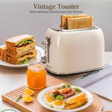 1 Pc 2-Slice Toaster, 6 Browning Settings, Defrost, Reheat, Bagel Function, 800W Power, Stainless Steel Housing, Wide Slots, Auto-Align, Beige, Ideal For Making Toast - EU F Type Plug(220-240V) - View 6