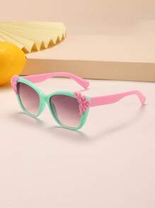 1/2 件女孩 3-8 岁波西米亚风蕾丝方形镜框时尚粉色眼镜适合节日出游和节日礼物 - 彩色 - 查看 9