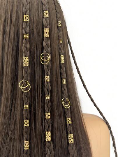 40 piezas de Clips de metal huecos vintage, Horquillas, Anillos para el cabello, Accesorios para el cabello para trenzas de verano, Accesorios para la cabeza