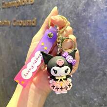 Sanrio Sanrio 1pc Kuromi Series Keychain Cute Anime Doll Key Chain Ring Bag Backpack Charm Car Key Pendant Women Daily Use Gift,Kuromi,Kuromi Stuff,Kuromi Keychain