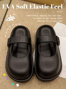 Women's Black Hollow Out Slip-On Sandals, Beach Shoes, Outdoor Slippers, Soft & Comfortable EVA Material, Anti-Slip & Platform - Black - View 5