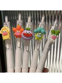 1pc Quick Dry Black Ballpoint Pen, Cute Flower Push-Button Pen, Random Color, Gift For Friends And Girlfriends For Back To School Season