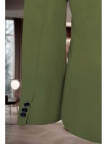 SACO LISO CON SOLAPA A UN BOTON - Verde Oliva - Ver 4