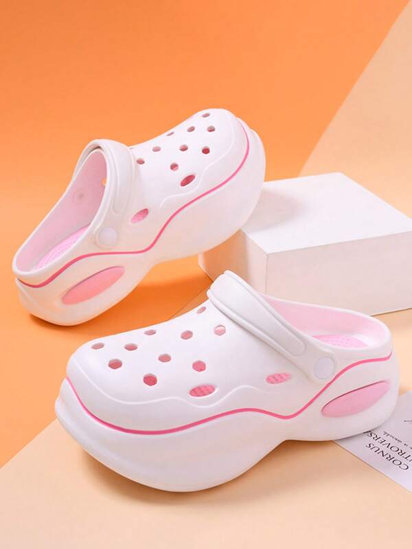 Women's Thick Sole Slip-On Sandals, Fashionable Closed Toe Slide Sandals For Summer Outdoor Wear, Comfortable Flatform, Non-Slip Beach Slippers