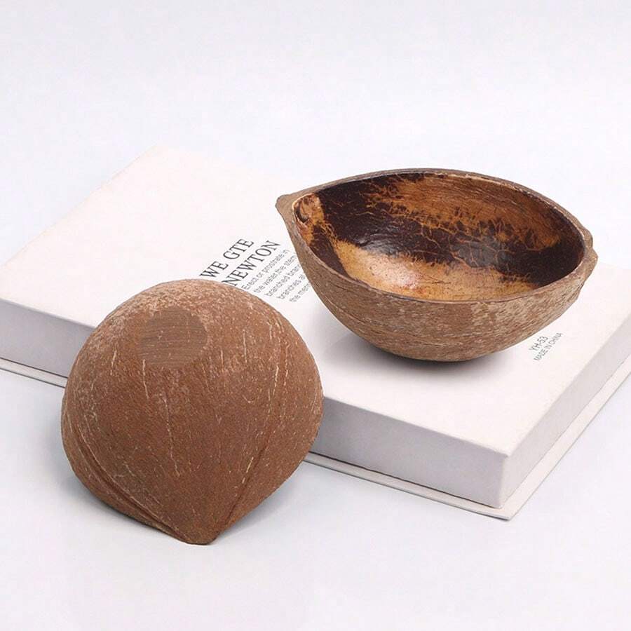 Handmade Natural Wooden Oval Candle Holder, Coconut Bowl, Ice Cream Bowl, Home Decor, Party/Festival Tableware - Brown - View 1