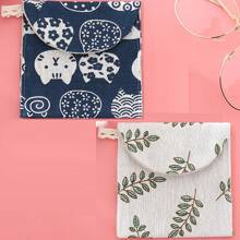 Cute & Fresh Pattern Linen Feminine Hygiene Pad Storage Pouch, Portable Bag For Fall Home Decor For Travel Storage Bag,Makeup Bag,Cosmetic Bag,Vacation Organizer,Large Capacity Makeup Organizer Makeup Case, For Lipstick, Brush, Skincare, Mobile Phone, Coin, Small Items, For Home,Gift,Vacation And Festival Halloween Christmas Multifunctional Use,Boho Vibes - Multicolor - View 15