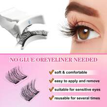 Waloshow 1 对 3D 磁性手工单磁睫毛，易于佩戴，高品质量子睫毛 - 黑色 - 查看 8