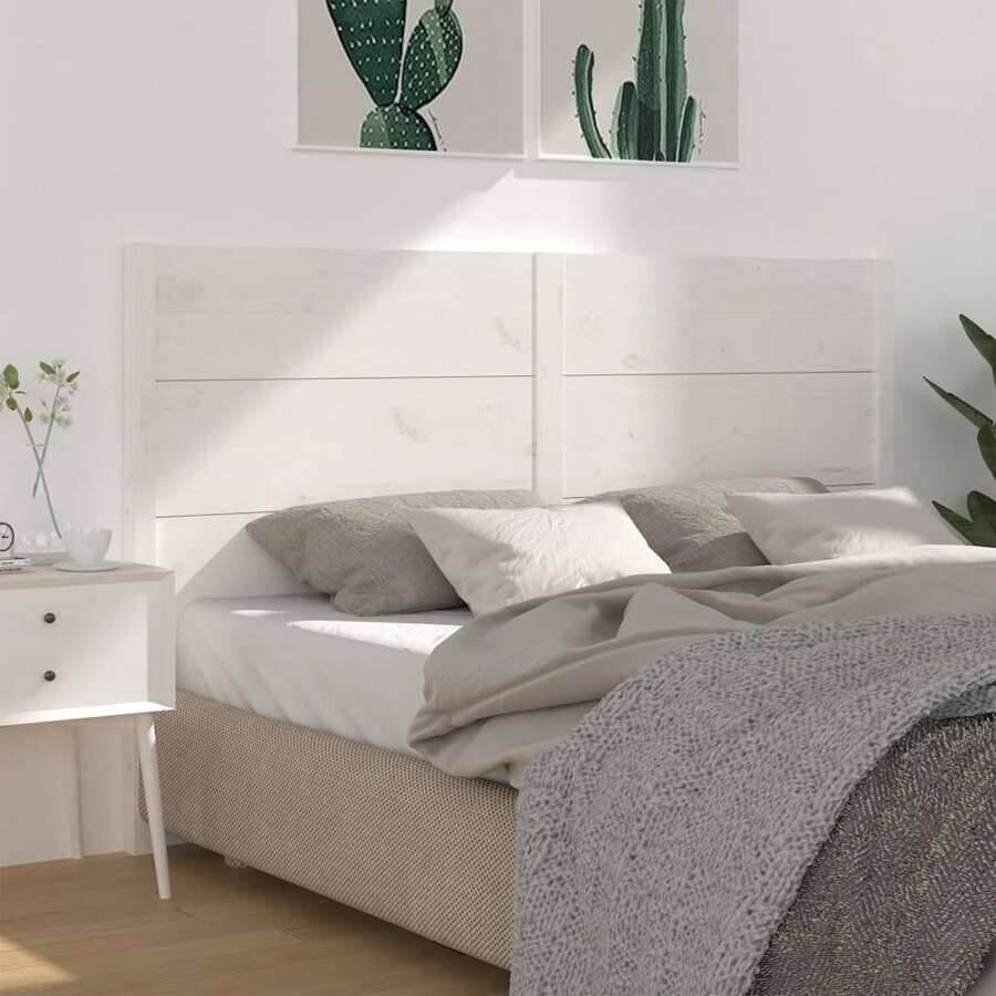 Tête de lit blanche 146x4x100 cm Bois de pin massif