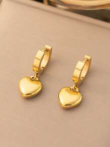 Set de joyería de 4 piezas de acero inoxidable que incluye collar, aretes, brazalete, adorno elegante vintage con forma de corazón, adecuado para uso diario/fiesta de mujeres, regalo del Día de la Madre y Día de San Valentín. (Se puede vender individualmente)