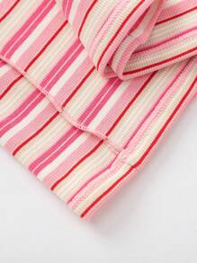 Balabala 女孩條紋背心，甜美時尚的夏裝 - 紅色調 - 查看 7