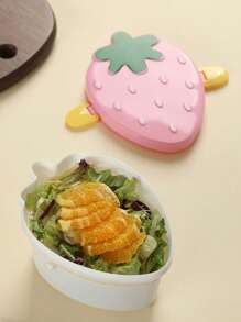 Customizable Cute Cartoon Strawberry Plastic Bento Box, Children's Double Layer Lunch Box Takeout Lunch Box For Students, Girls - Multicolor - View 5