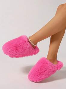 Men And Women's Fuzzy Scuff Slippers Memory Foam Winter House Slippers Bedroom Shoes Scuff Indoor Warm Slip On Soft Comfy Memory Foam Non-Slip Indoor House Shoes Faux Fur Slip Ons Faux Fur Slip Ons, Fluffy House Slippers For Women With Non-Slip Sole, Soft Plush Indoor Slippers - 粉色 - 查看 5