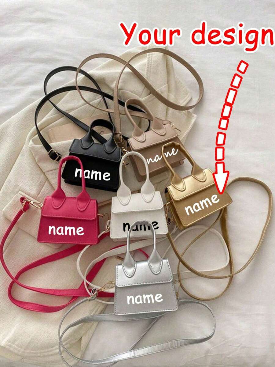 1pc Customizable Text, Name Fashion Girl Solid Color Pu Flip Closure Mini Bag Fashion Retro Handbag Versatile Shoulder Crossbody Small Square Bag Suitable For Daily Use, Multi-Functional, Ornamental, Letter, Stylish, Modern, Colorful, Cute, Adorable, Casual, Soft, Custom, Personalized, Unique, Customized, Baby Gifts, Ideal Gifts For Him, Ideal Gifts For Her, Son, Daughter
