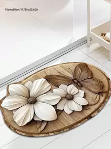 1pc Vintage Floral & Butterfly Bathroom Entrance Mat, Made Of Diatomaceous Earth, Absorbent Quick-Dry, Soft & Comfortable, Easy To Clean, Durable, Reusable, Bathroom Rug, Kitchen Mat, Bathroom Mat, Door Mat, Small Carpet, Carpet, Mat, Home Decor, Area Rug, Outdoor Mat, Bedroom Rug, Washable Carpet - Multicolor - View 11