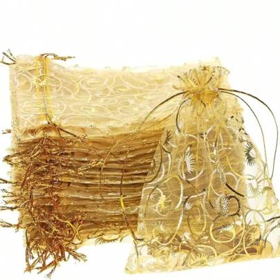 50/100 piezas de bolsa de cordón de hilo duro transparente - Bolsa de tela multiusos con temática de festival, adecuada para regalos de boda, fiesta de cumpleaños y suministros de embalaje de regalo con cinta decorativa, bolsas de regalo, decoraciones de fiesta de graduación y cumpleaños, decoraciones de fiesta, suministros escolares de vuelta al colegio, decoración de habitación, playa de verano