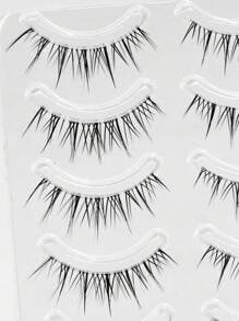 4 pairs Manga Lashes, Clear Band Anime Lashes 4 Pack, Spiky Anime False Eyelashes Natural Look, Lashes Looks Like Cluster Manga Lashes Individual, Cosplay Wispy Strip Eyelashes - Black - View 4