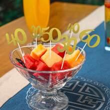 10 件金色闪光数字水果签，适用于生日、节日派对蛋糕装饰（30/40/50/60）、圣诞节