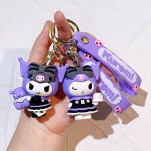 Sanrio 2 piezas Llavero de Kuromi de Sanrio oficial en forma de negro y morado, para decorar el coche, la bolsa, accesorios de anime