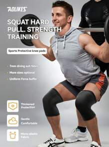 AOLIKES 1 Pair 7mm Neoprene Compression Knee Sleeves, Non-Slip Silicone Knee Support For Weightlifting, Squats, Fitness, Strength Training Gym Accessories Knee Support Sports Knee Pads Gym Knee Pads - Multicolor - View 7