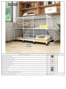 Large Indoor Cat Villa With Pet Hammock, Cat Bathing Cage, Litter Box, Double-Decker Swing & Fence, Anti-Jump Cat Cage